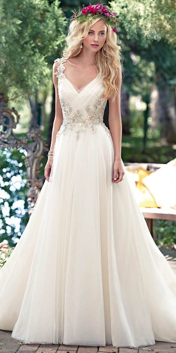 Maggie Sottero V neck Lace Wedding Dress