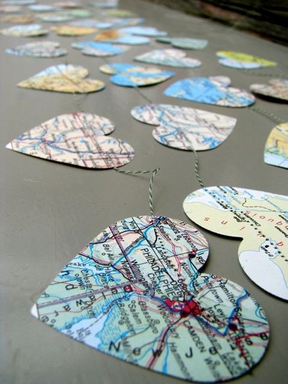 Maps Garland for destination wedding or a travel themed wedding