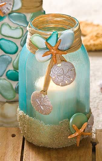 Mason Jar Candle Holder for a Beach Wedding