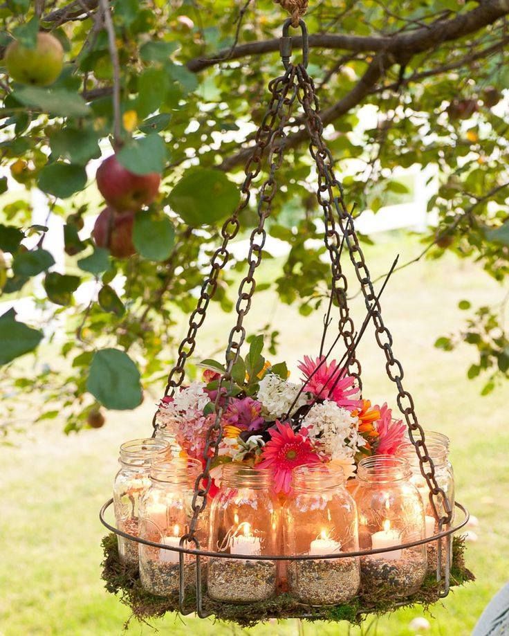Mason Jar Rustic Wedding Decoration garden chandelier
