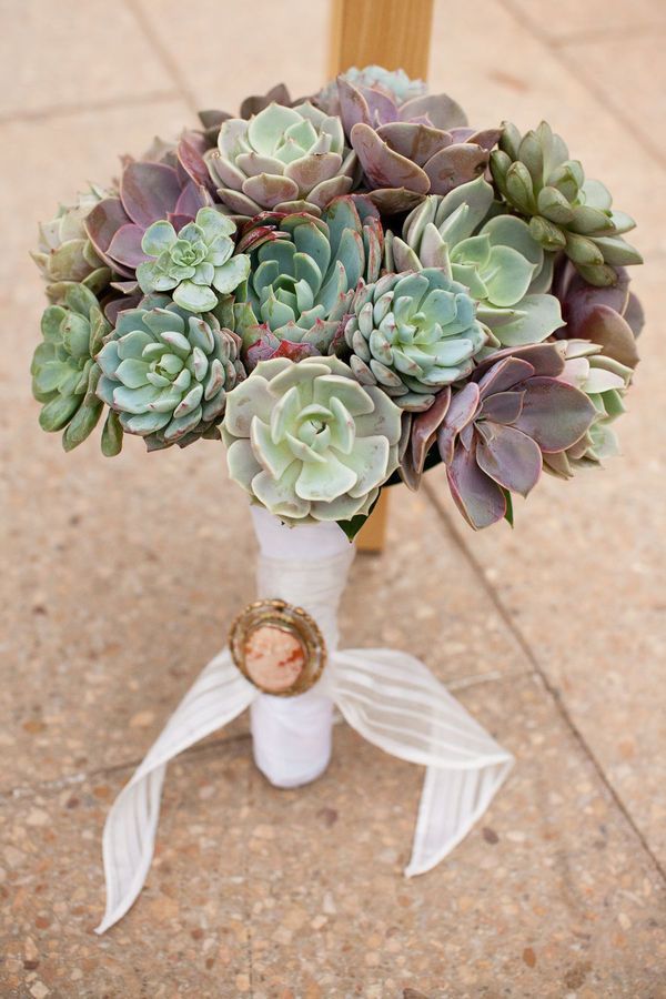 Mixed Mexican Snowballs Succulent Wedding Bouquet for Rustic Wedding