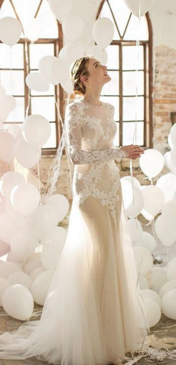 Noya Bridal long sleeves lace wedding dress