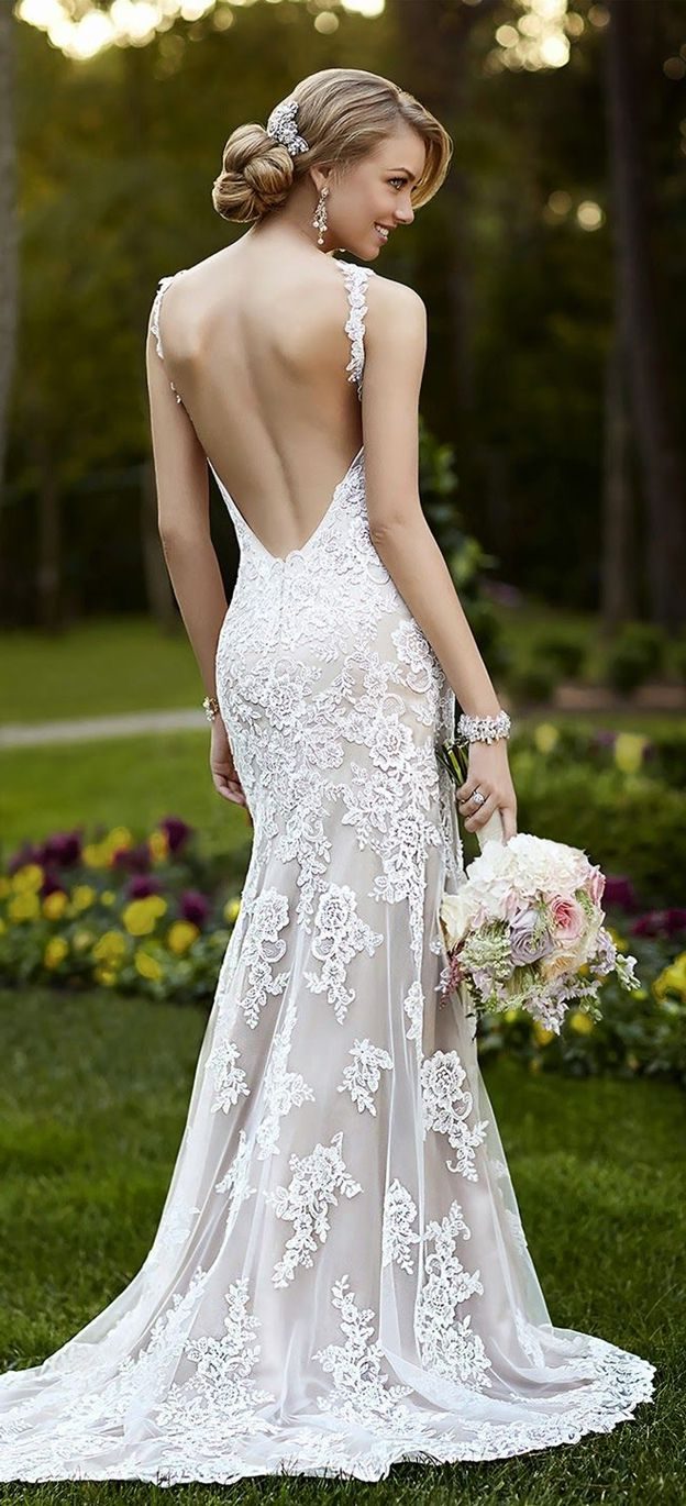 Strapless open back wedding dress