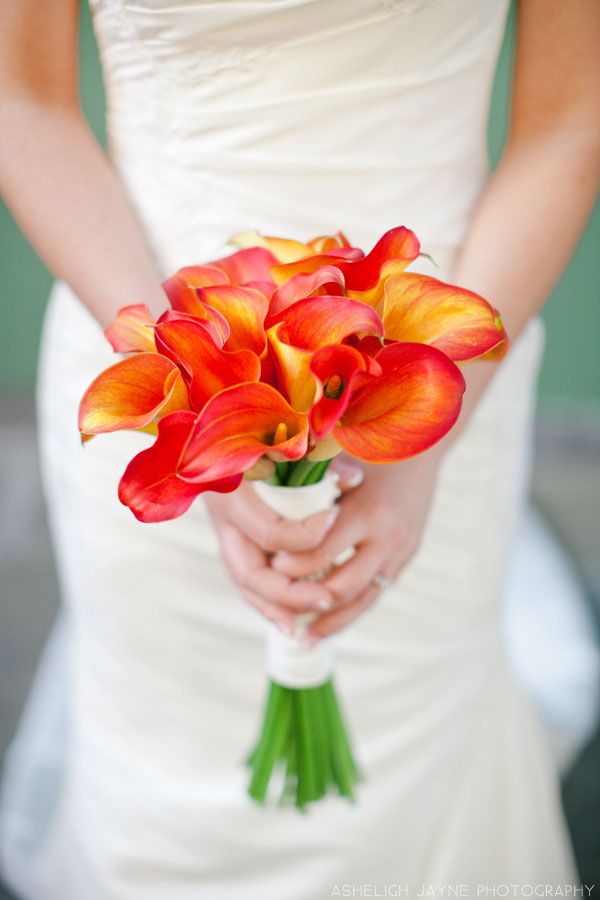 Orange calla lily wedding Bouquet
