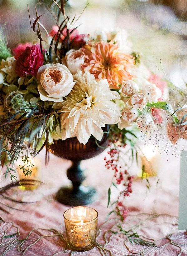 Pastels Flowers Wedding Centerpieces for Autumn Wedding