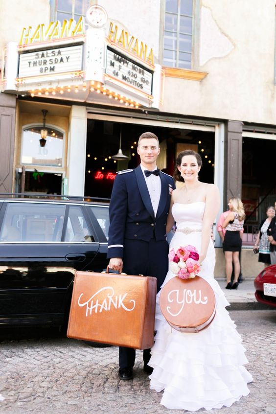Pink and Orange Vintage Travel Themed Wedding