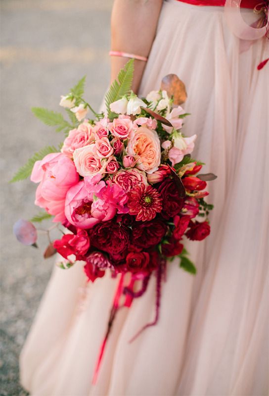 Pink and Red Ombre Wedding Flowers