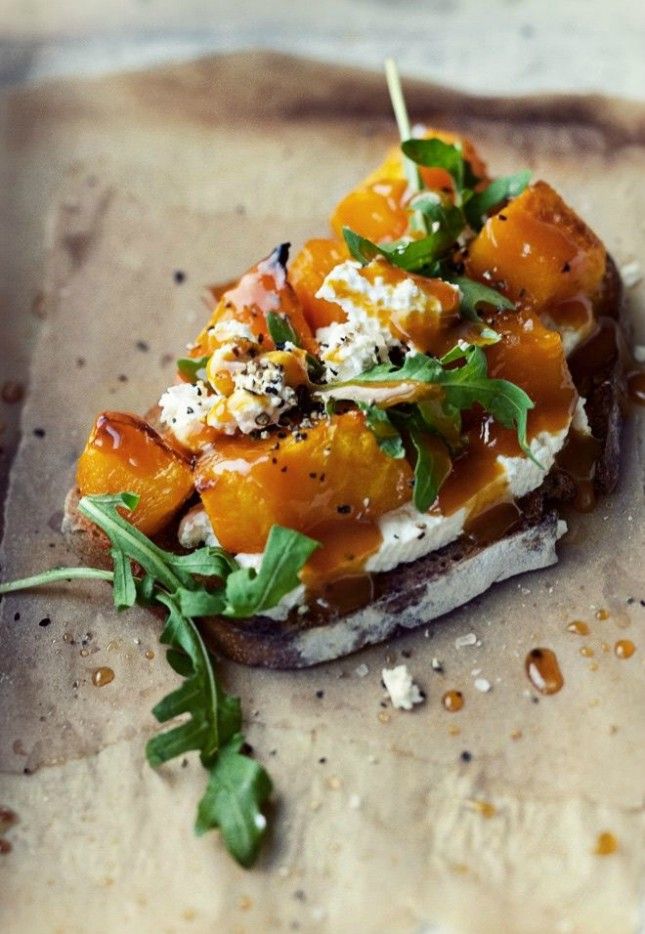 Pumpkin Cheese and Arugula Bruschetta is the perfect autumn appetizer