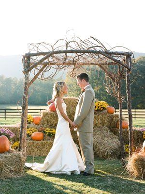 Pumpkin wedding altar for rustic fall weddings