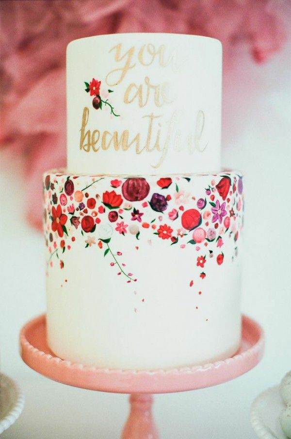Red Painted Wedding Cake