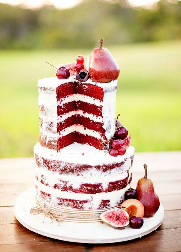 Red velvet naked wedding cake