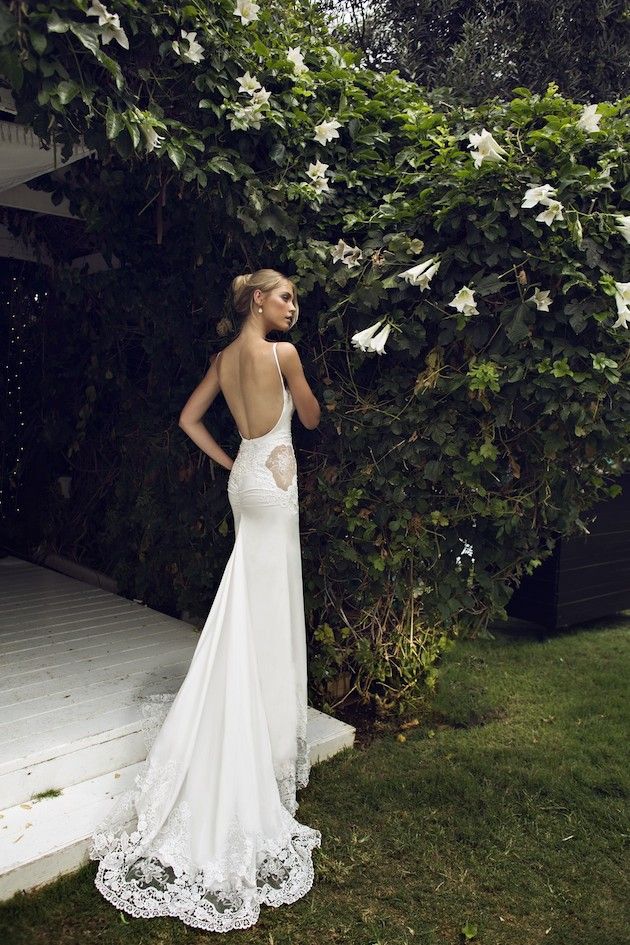 Riki Dalal low back wedding dress with sheer lace cut out panels