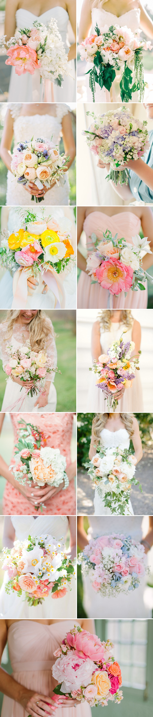 Romantic Spring Pastel Wedding Bouquets