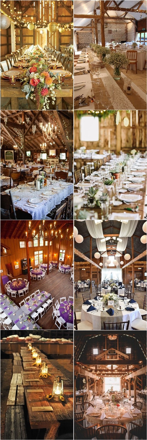 Rustic Barn Wedding Reception Table Setting Ideas