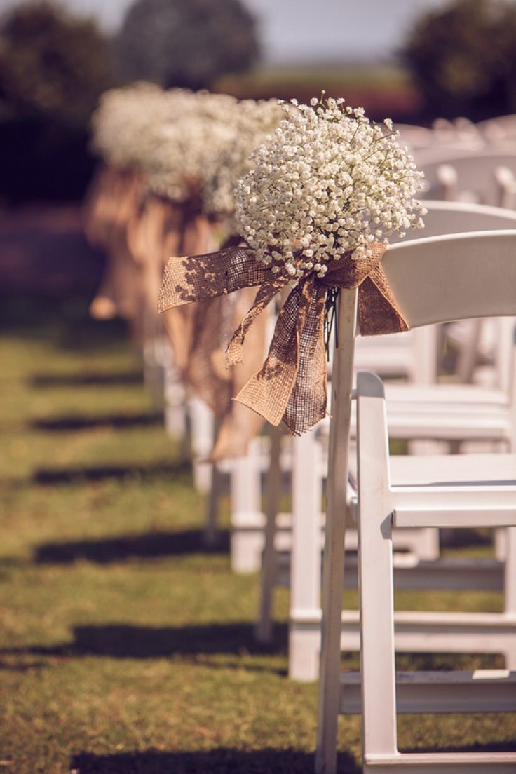 Rustic & Romantic Burlap & Peach Wedding Aisle Chair Décor