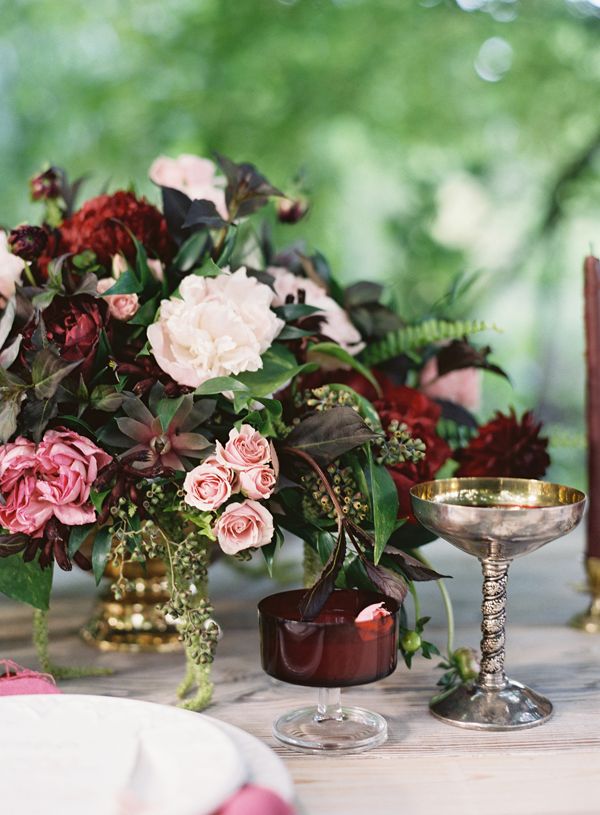 Rustic & Romantic Garnet Centerpiece