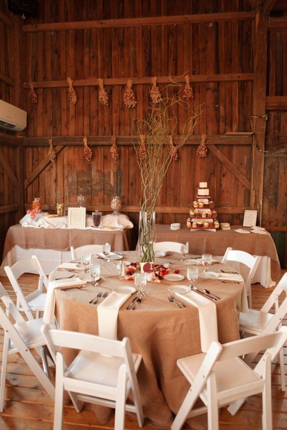 Rustic Winter Barn Wedding Table decor