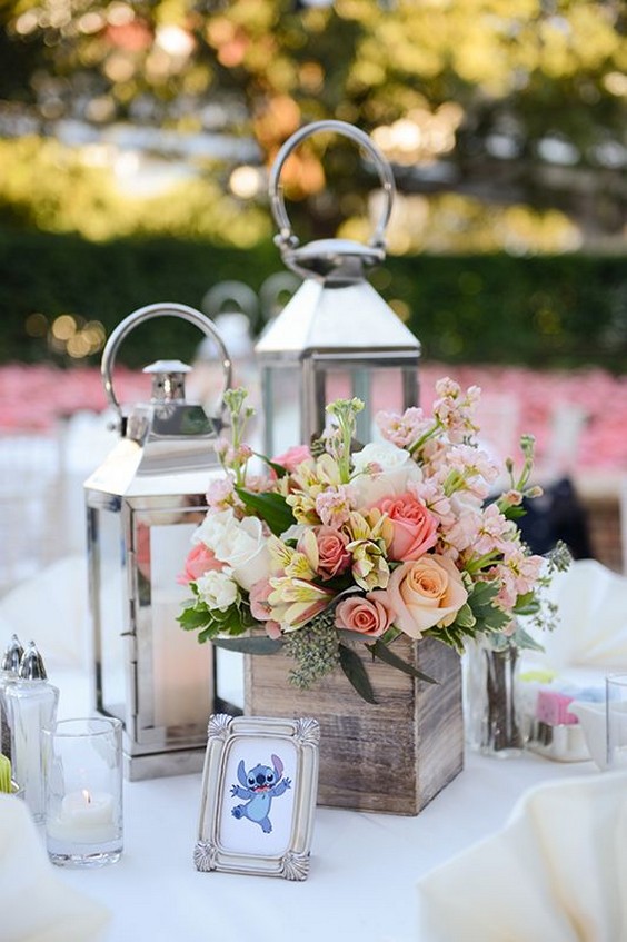 Rustic inspired wooden box floral centerpiece