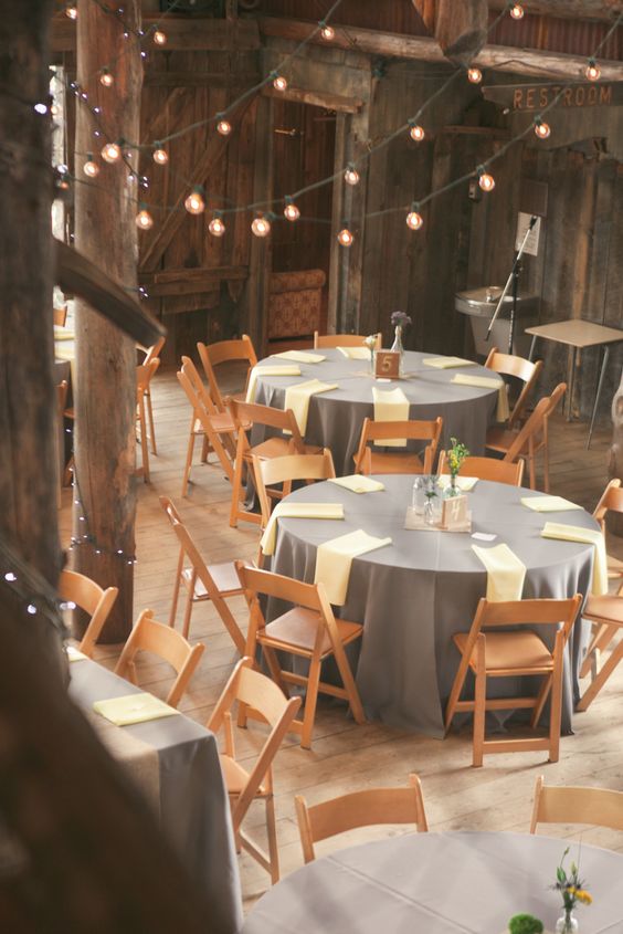 Rustic simple barn wedding table setting decor