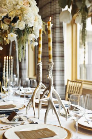 Silver Antler Candlesticks Reception Decor