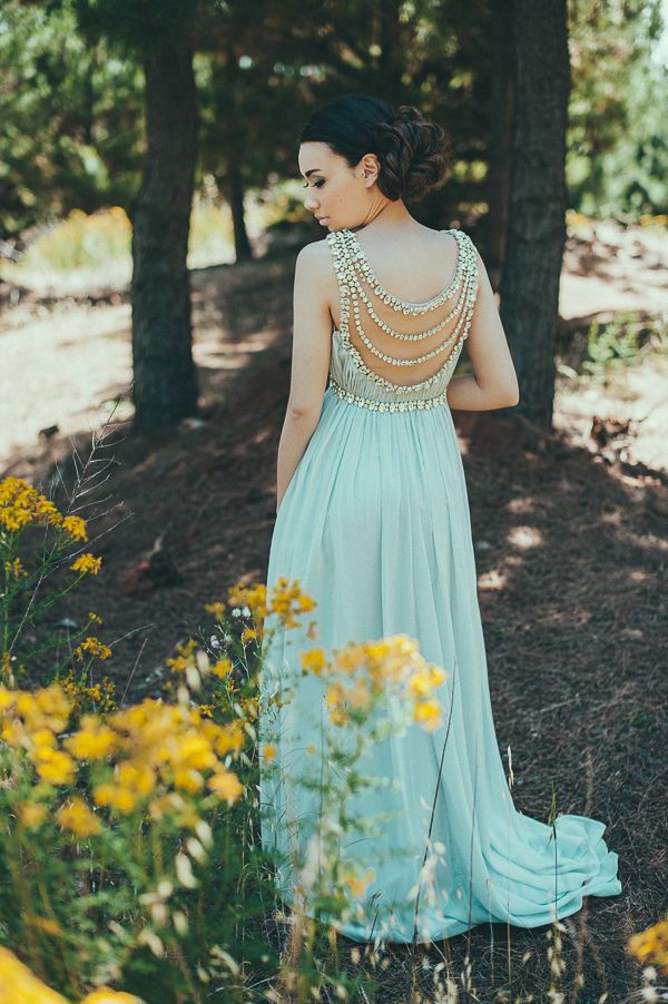 Sky blue bridesmaid dress with amazing back detail