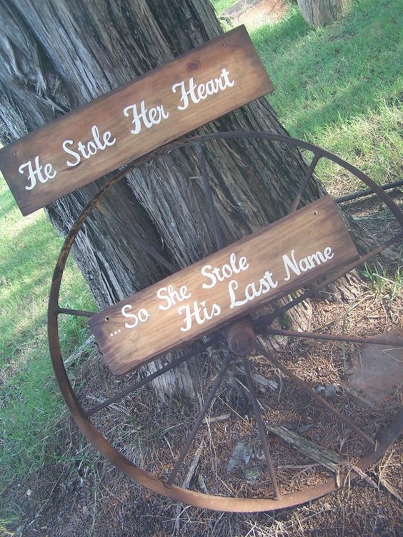 Stained Rustic Wooden Wedding Signs