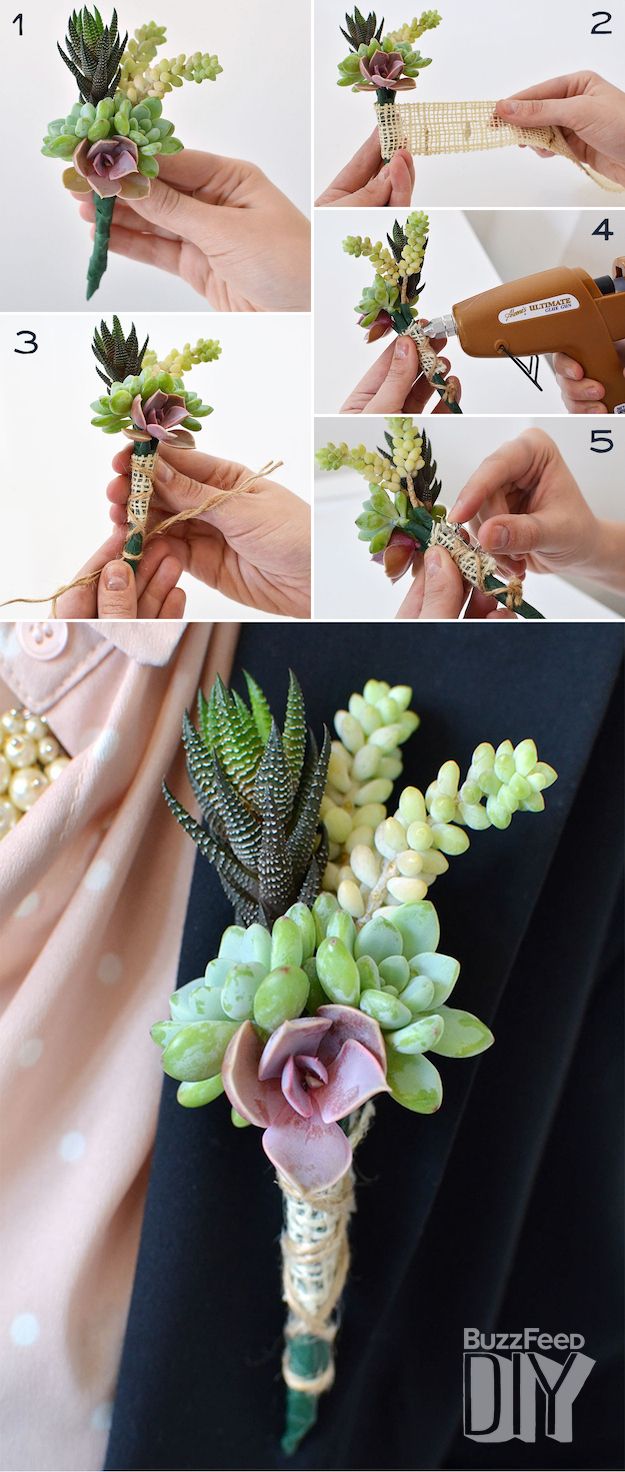 Succulent Corsages for the Groom and Groomsmen