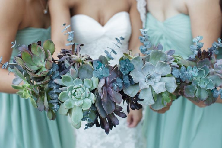 Succulent Wedding Bouquets and Bridesmaid Bouquets