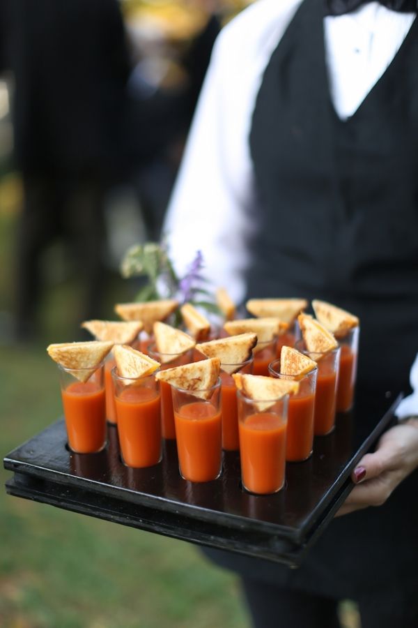 Tomato Soup Shots Outdoor Fall Charlottesville Wedding Reception