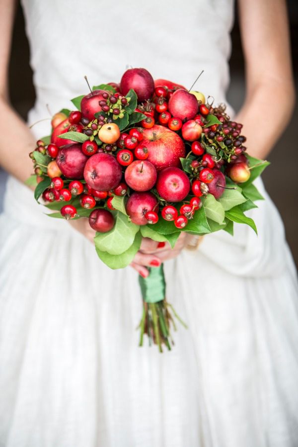 Unique wedding fruits florals wedding bouquet