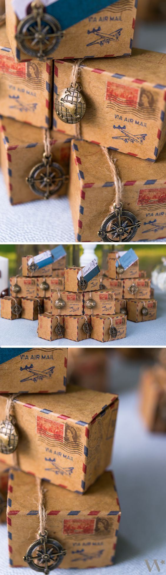 Vintage Inspired Airmail Favor Box Kits