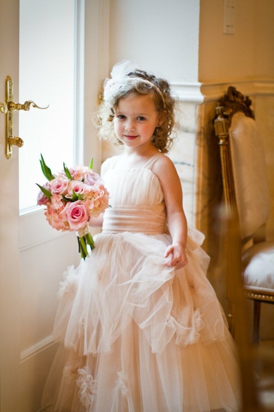 Vintage Rose Flower Girl Tull Dress