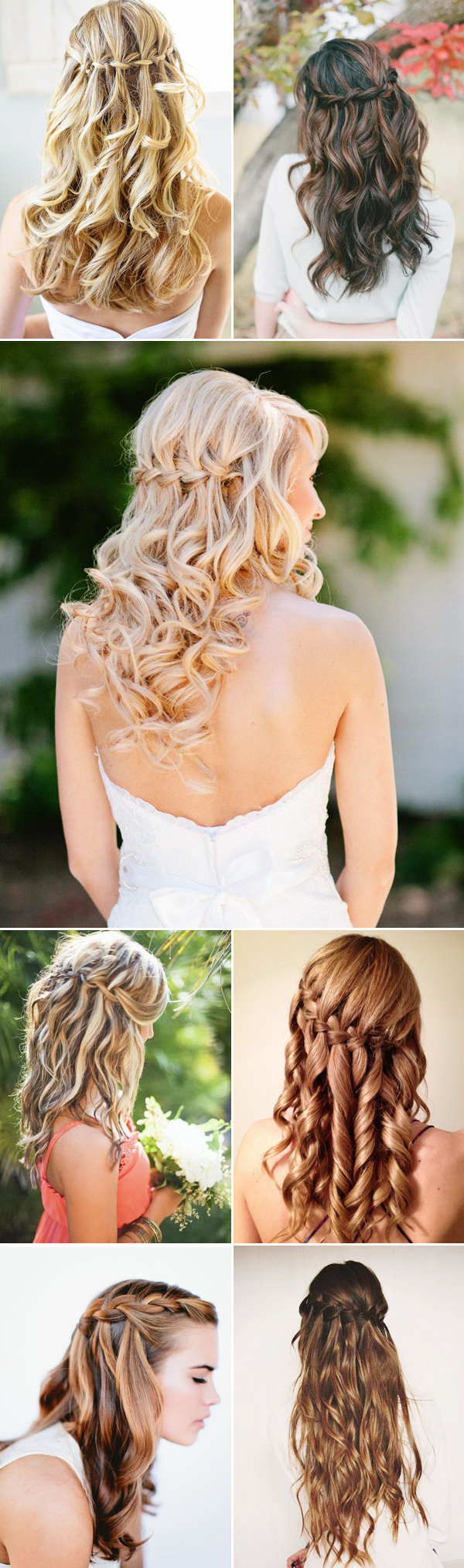 Waterfall Braids Half up Half Down Wedding Hairstyles