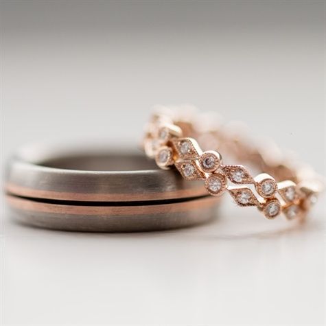 Wedding bands in rose gold