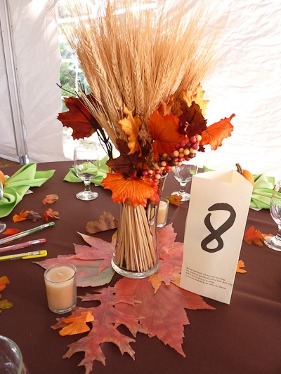 Wheat and Maple Fall Wedding Centerpieces