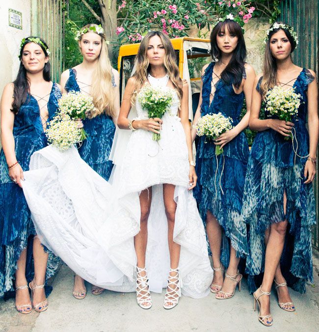 boho navy bridesmaid dress