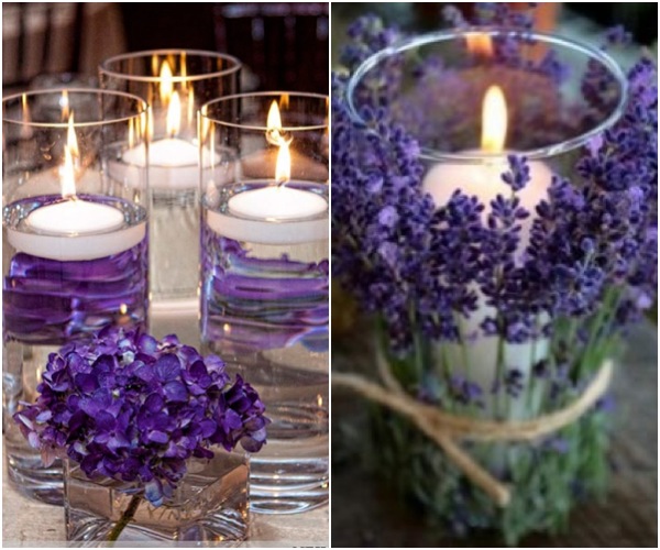 Wrap candleholders in small sprigs of lavender