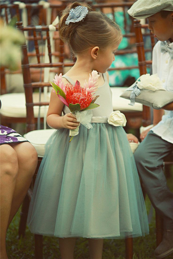 aqua flower girl dress