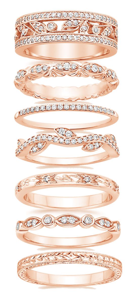 beautiful and intricate Rose gold wedding bands
