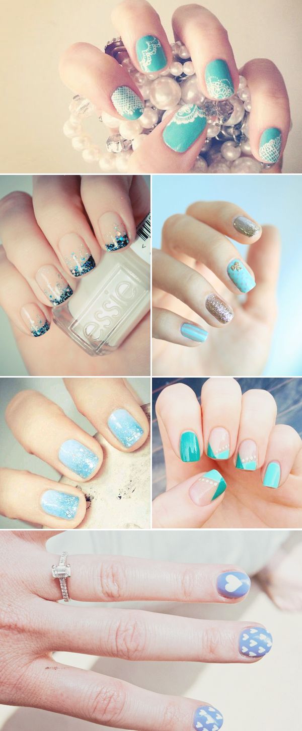 blue wedding nails
