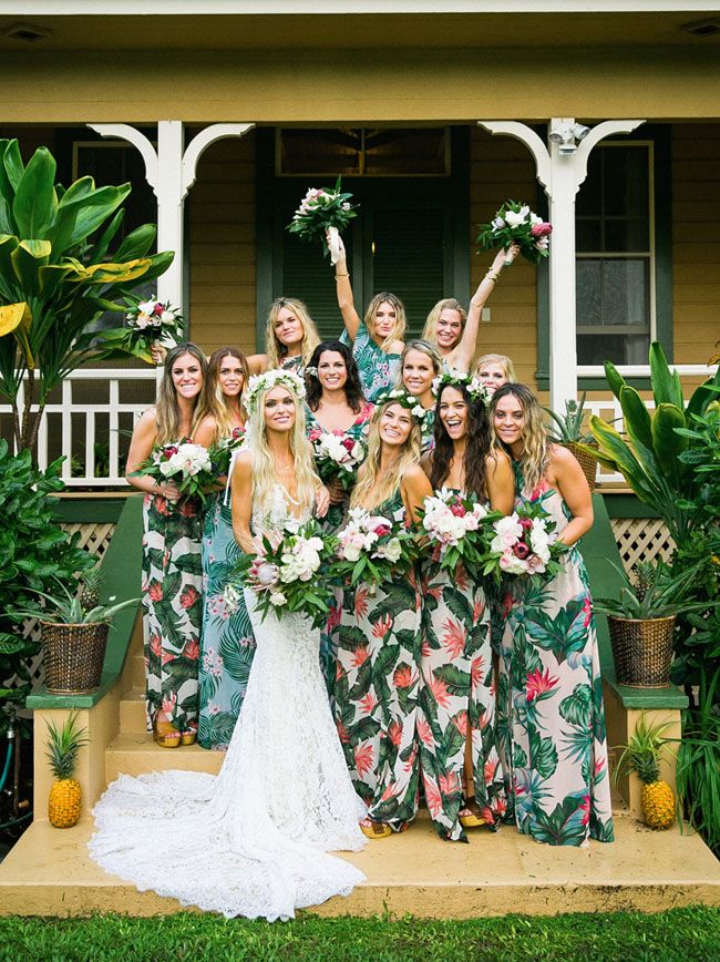 boho green printed bridesmaid dresses