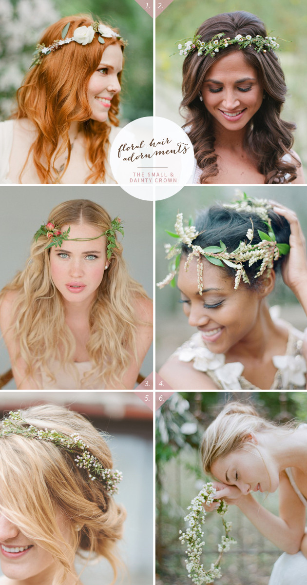 boho wedding hairstyles - small flower flower crown