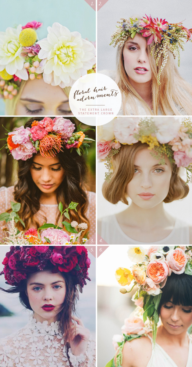 boho wedding haitstyle with x large colorful flowers