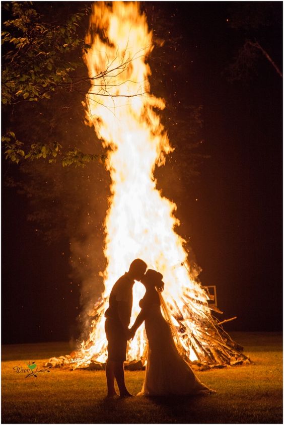 bonfire at wedding reception