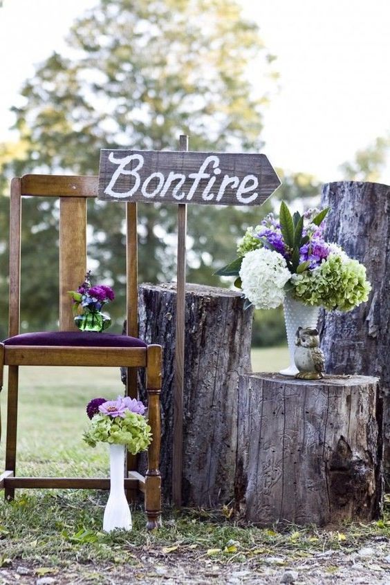 bonfire wedding sign decoration ideas