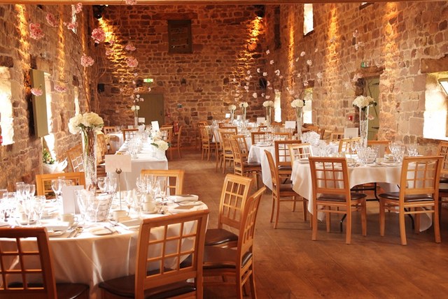 brick barn wedding reception decor