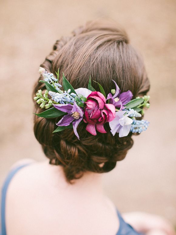 bridesmaid hairstyle with flower crown