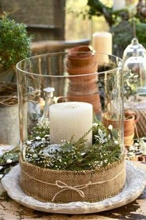 55 Chic-Rustic Burlap and Lace Wedding Ideas 6 burlap candle centerpiece