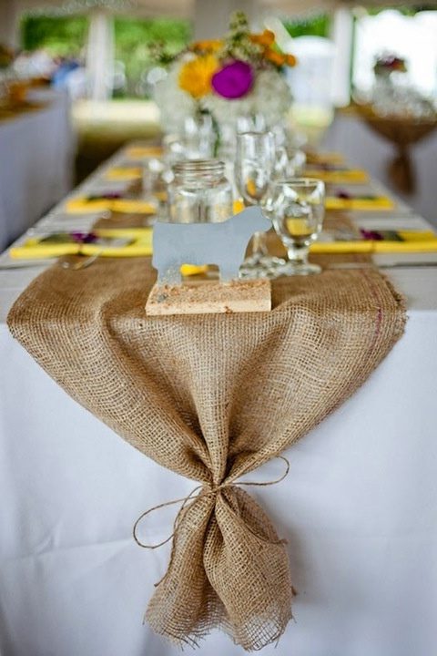 55 Chic-Rustic Burlap and Lace Wedding Ideas 12 burlap rustic wedding ideas - burlap wedding table runners