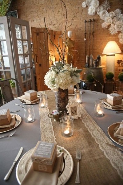 burlap table runners wedding decor